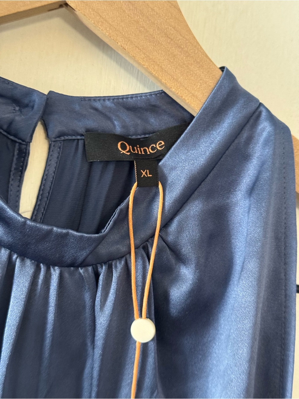 Quince 100% Washable Silk Halter Top XL Moonstone Blue - Picture 5 of 6